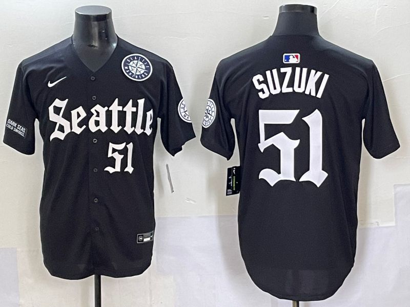 Men 2025 Seattle Mariners #51 Suzuki Five generations Joint Name Nike MLB Jersey style 10->seattle mariners->MLB Jersey